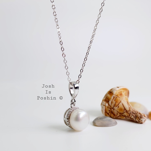 Freshwater Pearl pendant necklace in sterling silver - Picture 9 of 14